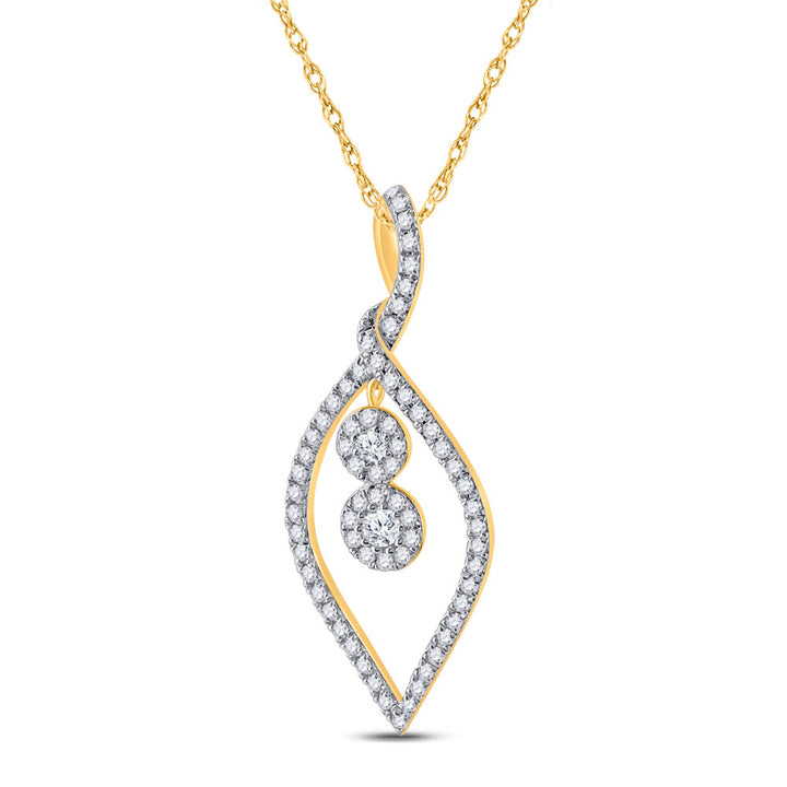 10kt Yellow Gold Womens Round Diamond Fashion Pendant 1/4 Cttw