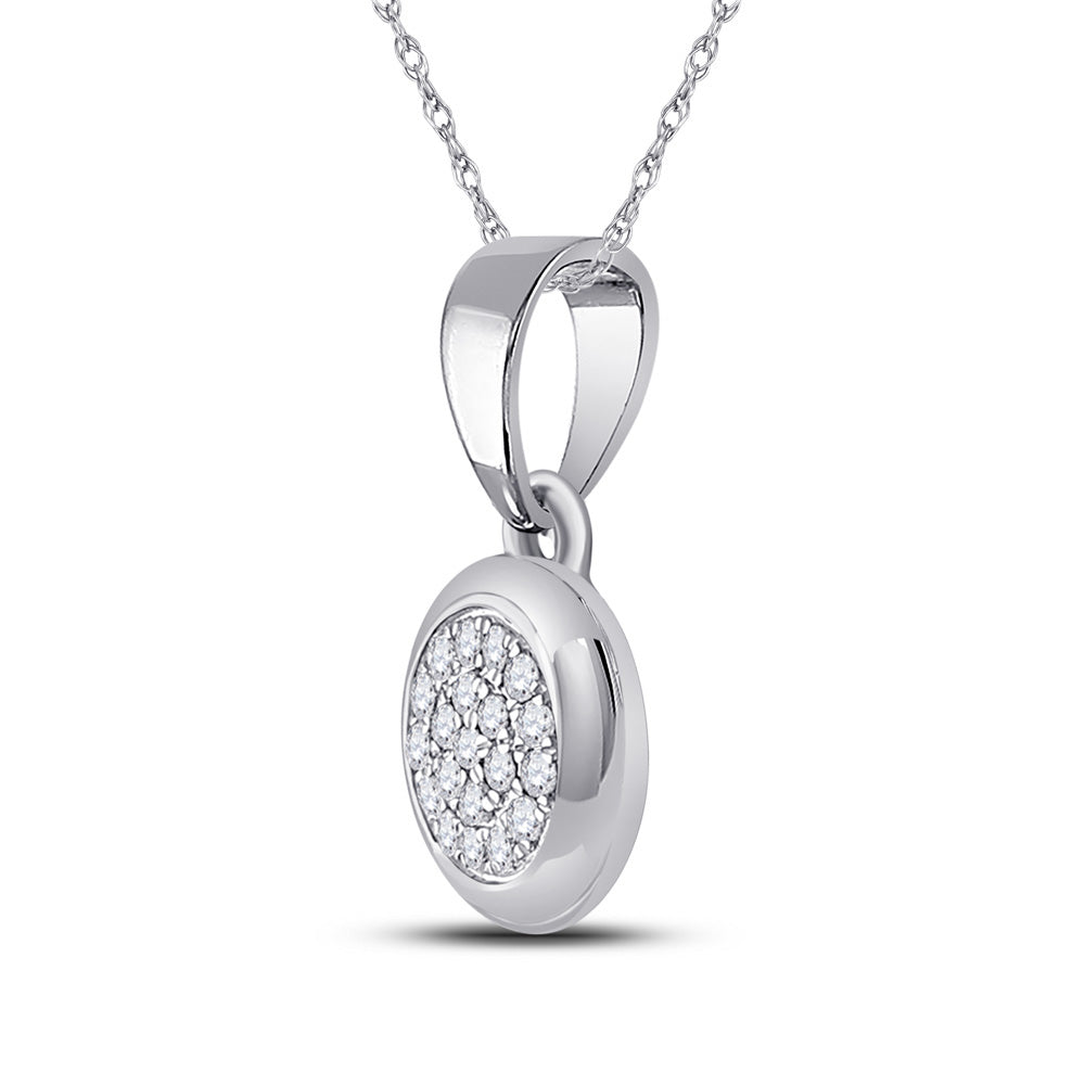 10kt White Gold Womens Round Diamond Cluster Pendant 1/6 Cttw