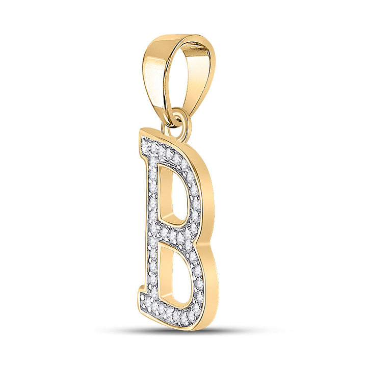 10kt Yellow Gold Womens Round Diamond Initial B Letter Pendant 1/12 Cttw