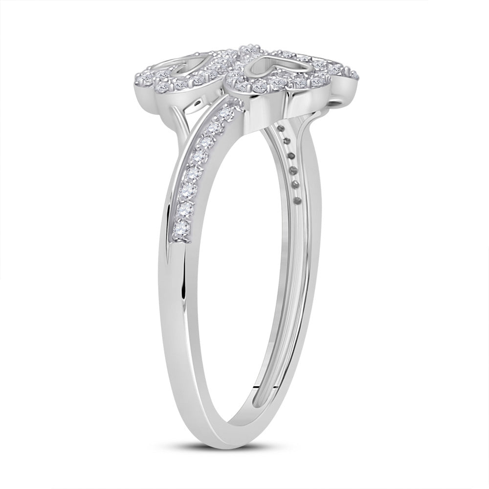 10kt White Gold Womens Round Diamond Heart Ring 1/5 Cttw