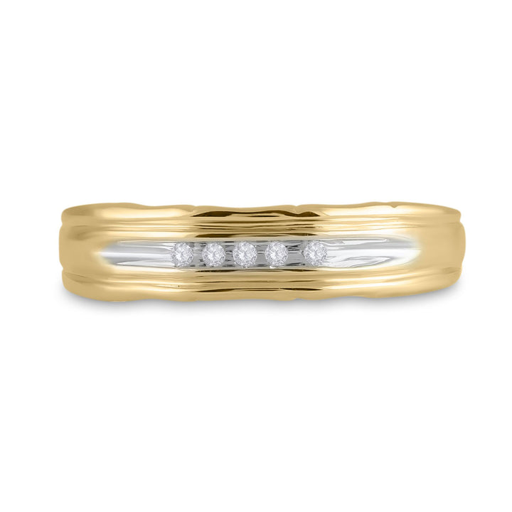 10kt Yellow Gold Mens Round Diamond Wedding Band Ring 1/20 Cttw