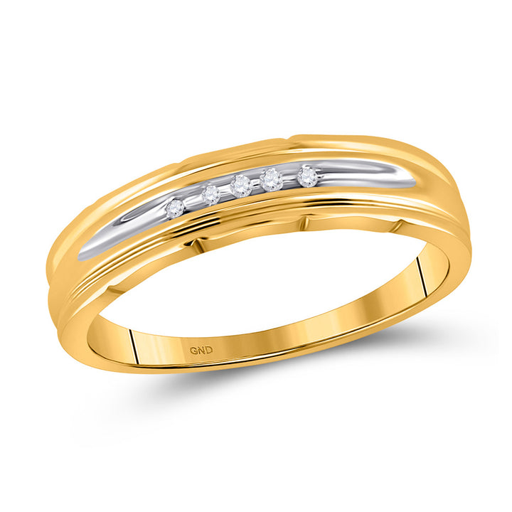 10kt Yellow Gold Mens Round Diamond Wedding Band Ring 1/20 Cttw