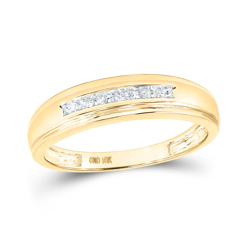 10kt Yellow Gold Mens Round Diamond Wedding Band Ring 1/12 Cttw