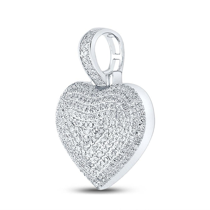 10kt White Gold Womens Round Diamond Charmed Heart Pendant 3/4 Cttw