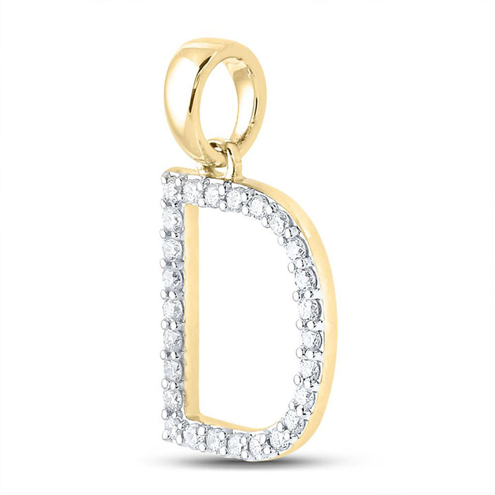 10kt Yellow Gold Womens Round Diamond D Initial Letter Pendant 1/4 Cttw