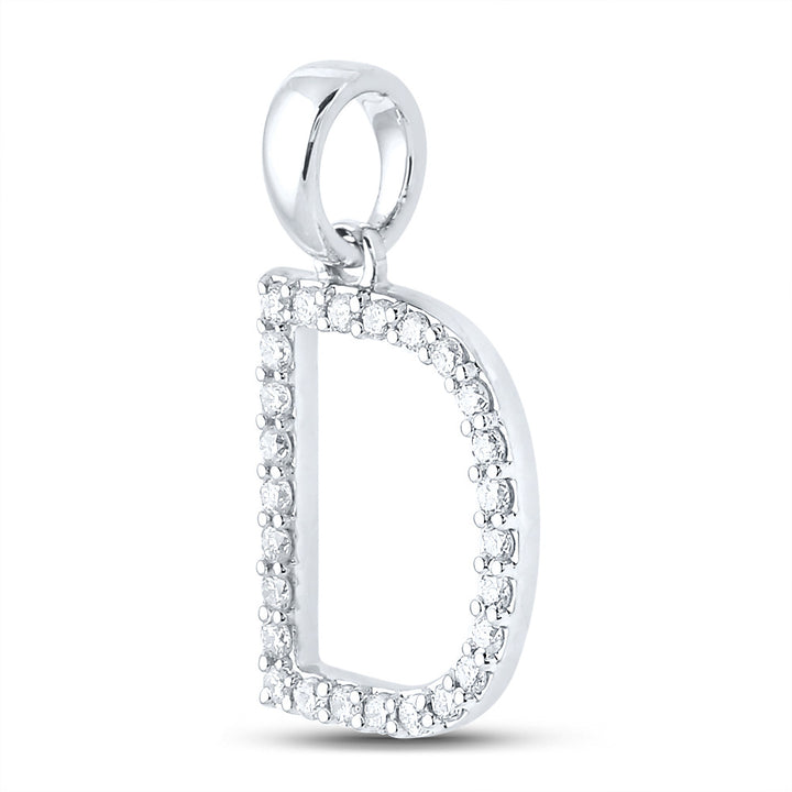 10kt White Gold Womens Round Diamond D Initial Letter Pendant 1/4 Cttw