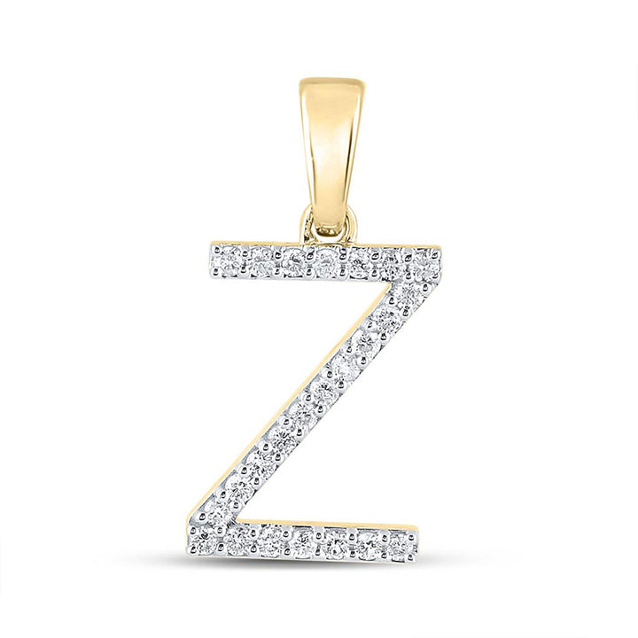 10kt Yellow Gold Womens Round Diamond Z Initial Letter Pendant 1/5 Cttw