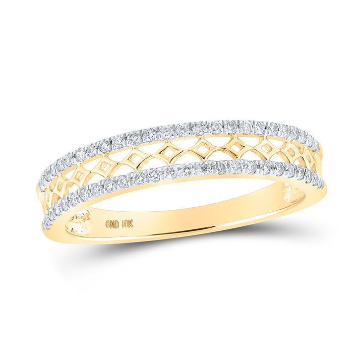 10kt Yellow Gold Womens Round Diamond Band Ring 1/5 Cttw