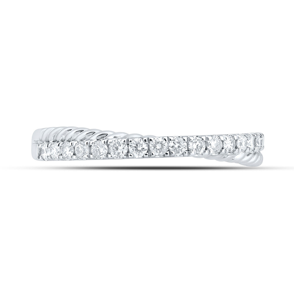 10kt White Gold Womens Round Diamond Stackable Band Ring 1/4 Cttw