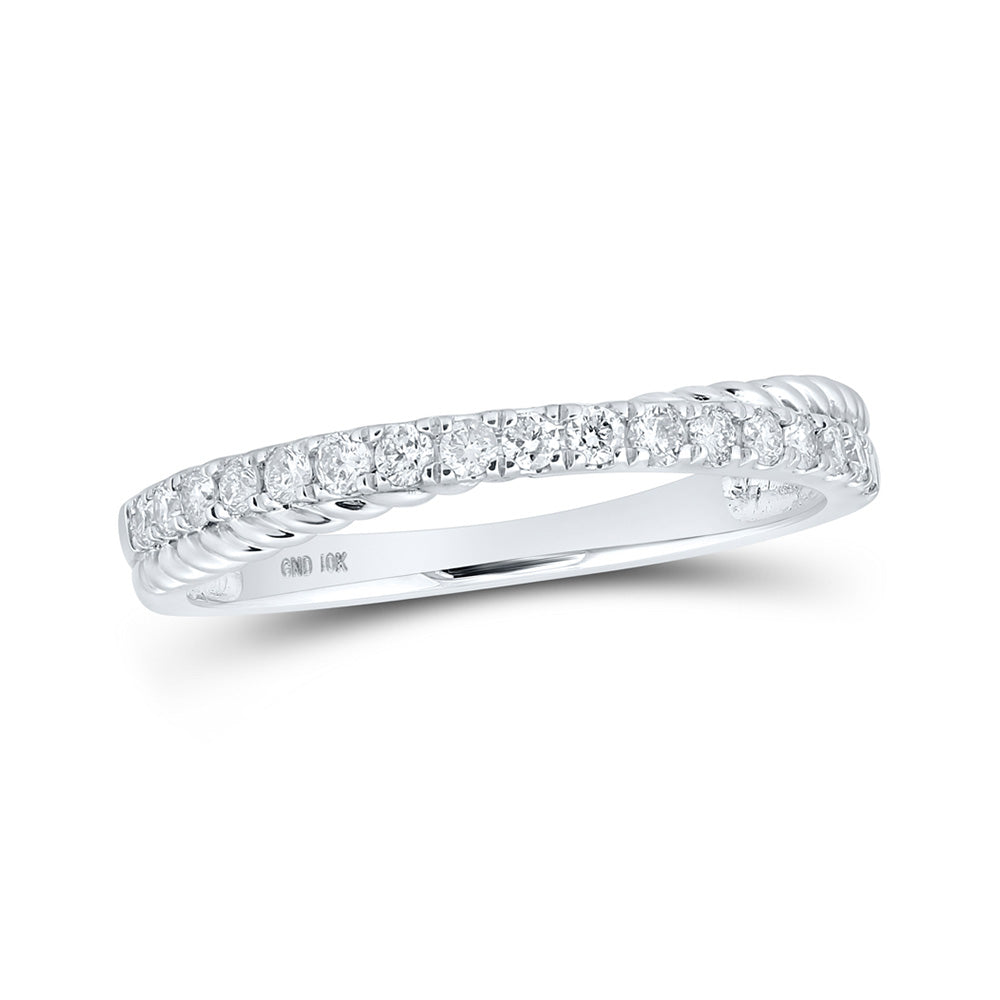 10kt White Gold Womens Round Diamond Stackable Band Ring 1/4 Cttw