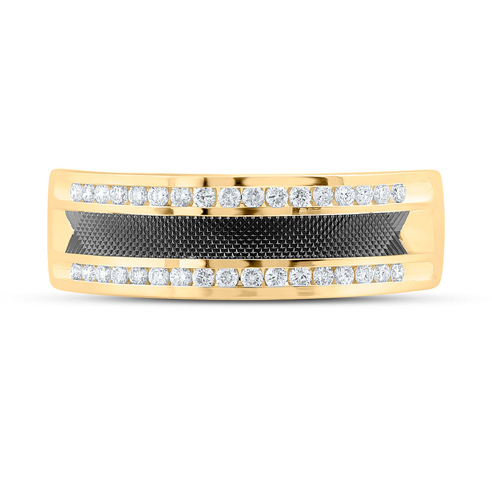 14kt Yellow Gold Mens Round Diamond Wedding Band Ring 1/4 Cttw