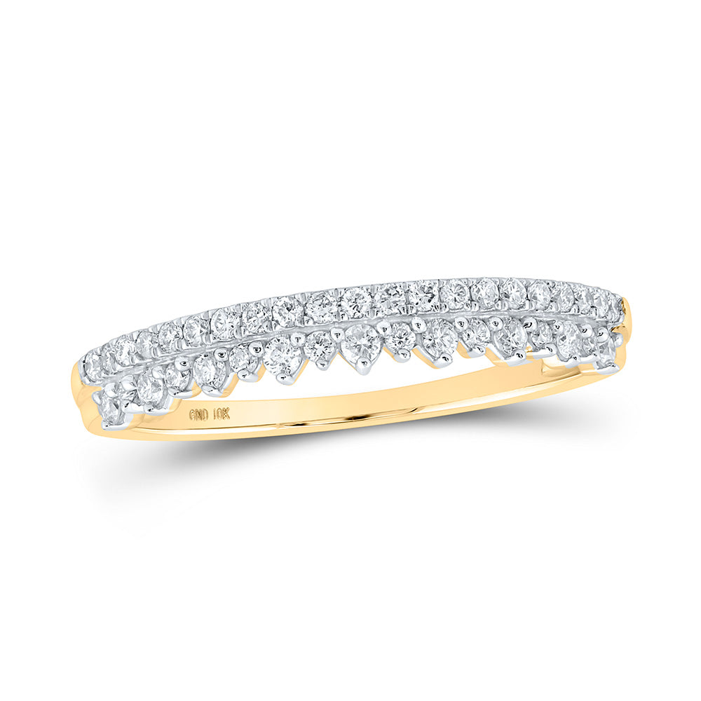 10kt Yellow Gold Womens Round Diamond Stackable Band Ring 1/4 Cttw