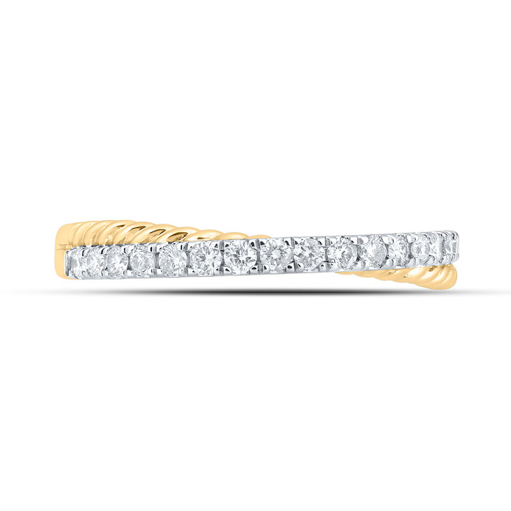 10kt Yellow Gold Womens Round Diamond Stackable Band Ring 1/4 Cttw