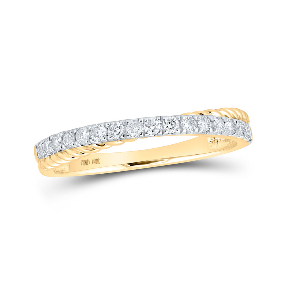 10kt Yellow Gold Womens Round Diamond Stackable Band Ring 1/4 Cttw