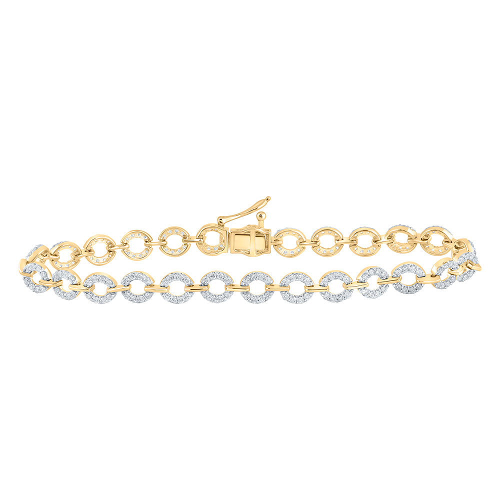 10kt Yellow Gold Womens Round Diamond Fashion Bracelet 1-1/2 Cttw