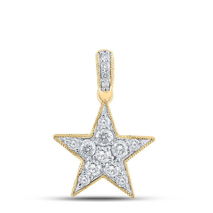 10kt Yellow Gold Womens Round Diamond Star Pendant 1/4 Cttw