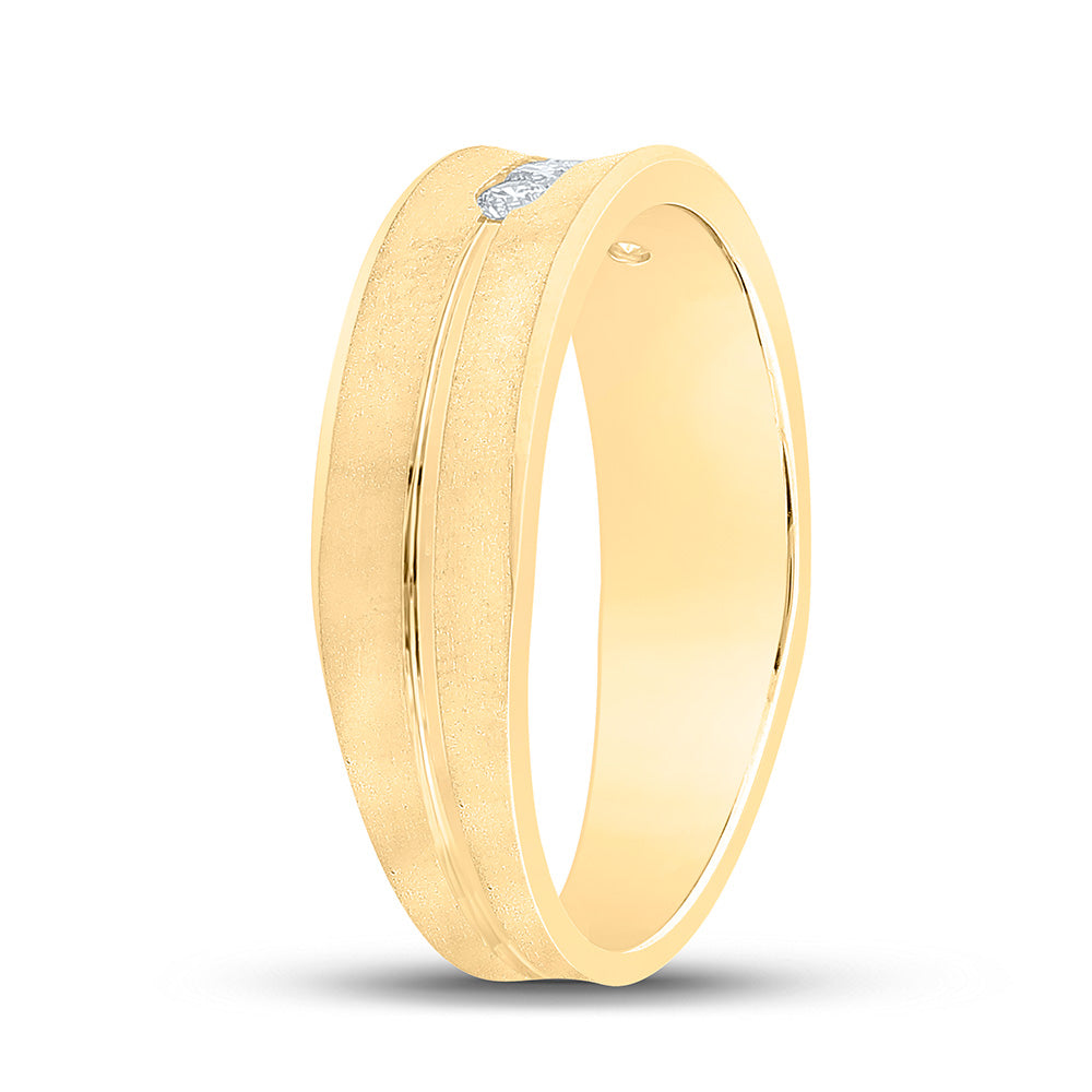 14kt Yellow Gold Mens Round Diamond Wedding Band Ring 1/4 Cttw