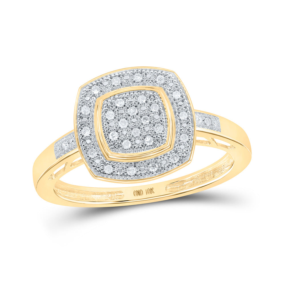 10kt Yellow Gold Womens Round Diamond Square Ring 1/12 Cttw