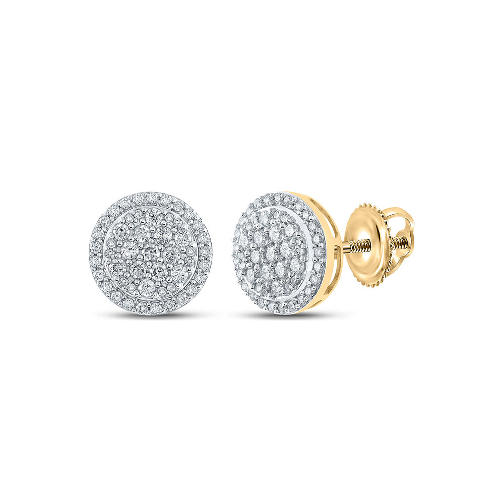 10kt Yellow Gold Womens Round Diamond Cluster Earrings 3/4 Cttw