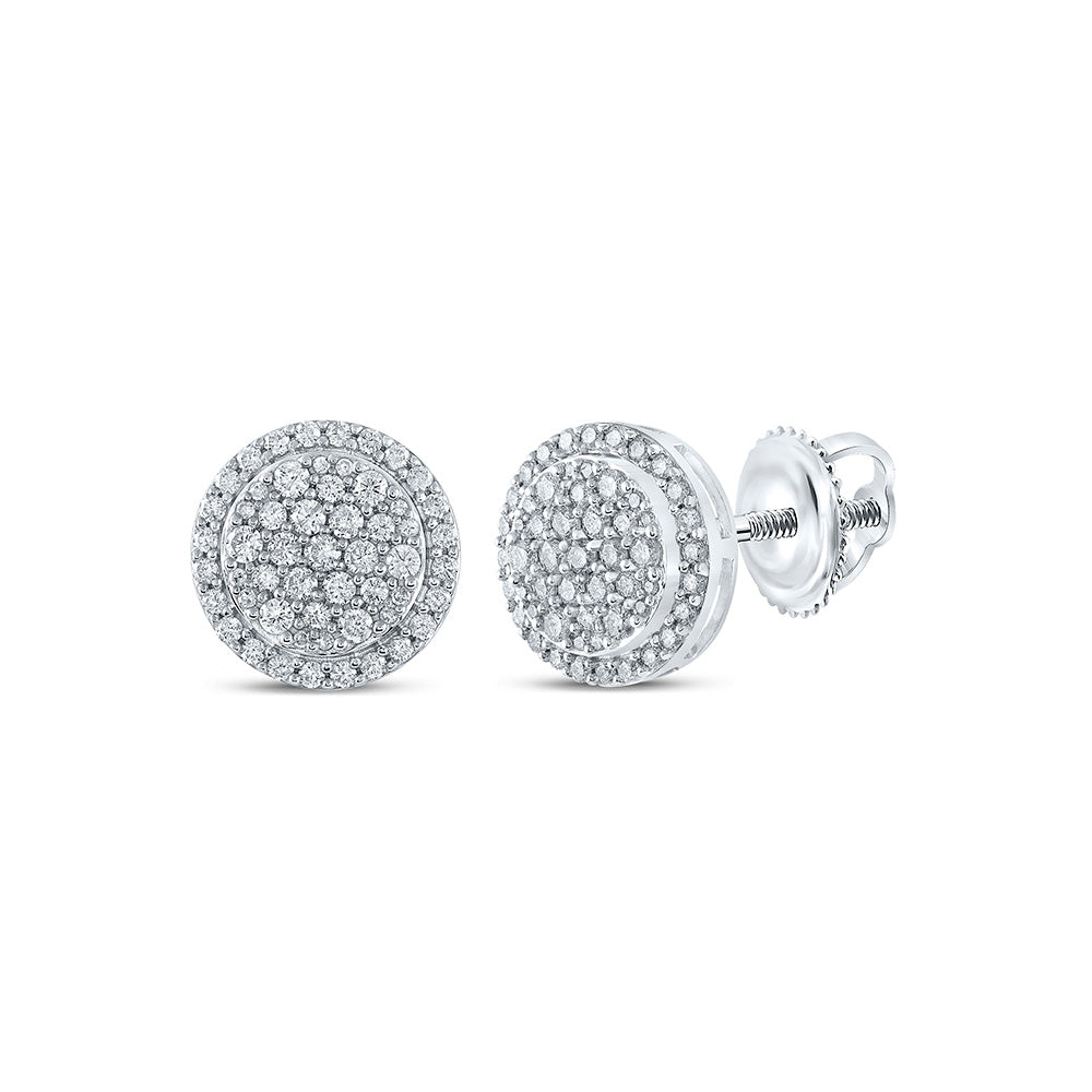 10kt White Gold Womens Round Diamond Cluster Earrings 1 Cttw