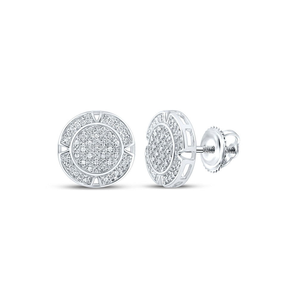 10kt White Gold Mens Round Diamond Circle Earrings 1/4 Cttw