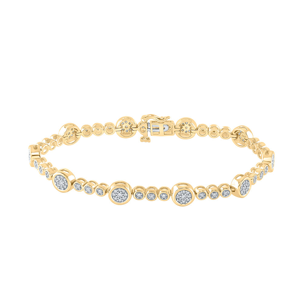10kt Yellow Gold Womens Round Diamond Fashion Bracelet 1 Cttw