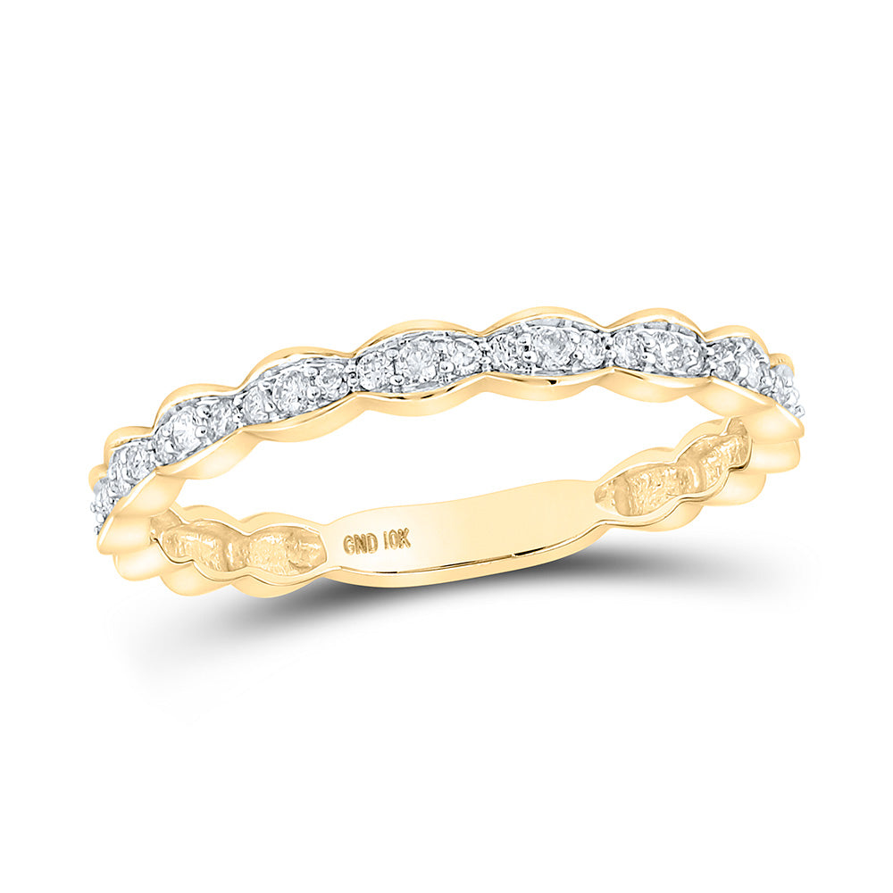 10kt Yellow Gold Womens Round Diamond Stackable Band Ring 1/6 Cttw