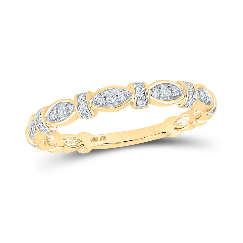 10kt Yellow Gold Womens Round Diamond Stackable Band Ring 1/6 Cttw