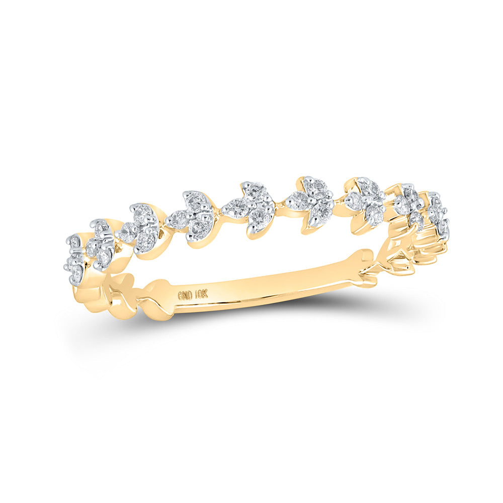 10kt Yellow Gold Womens Round Diamond Stackable Band Ring 1/6 Cttw