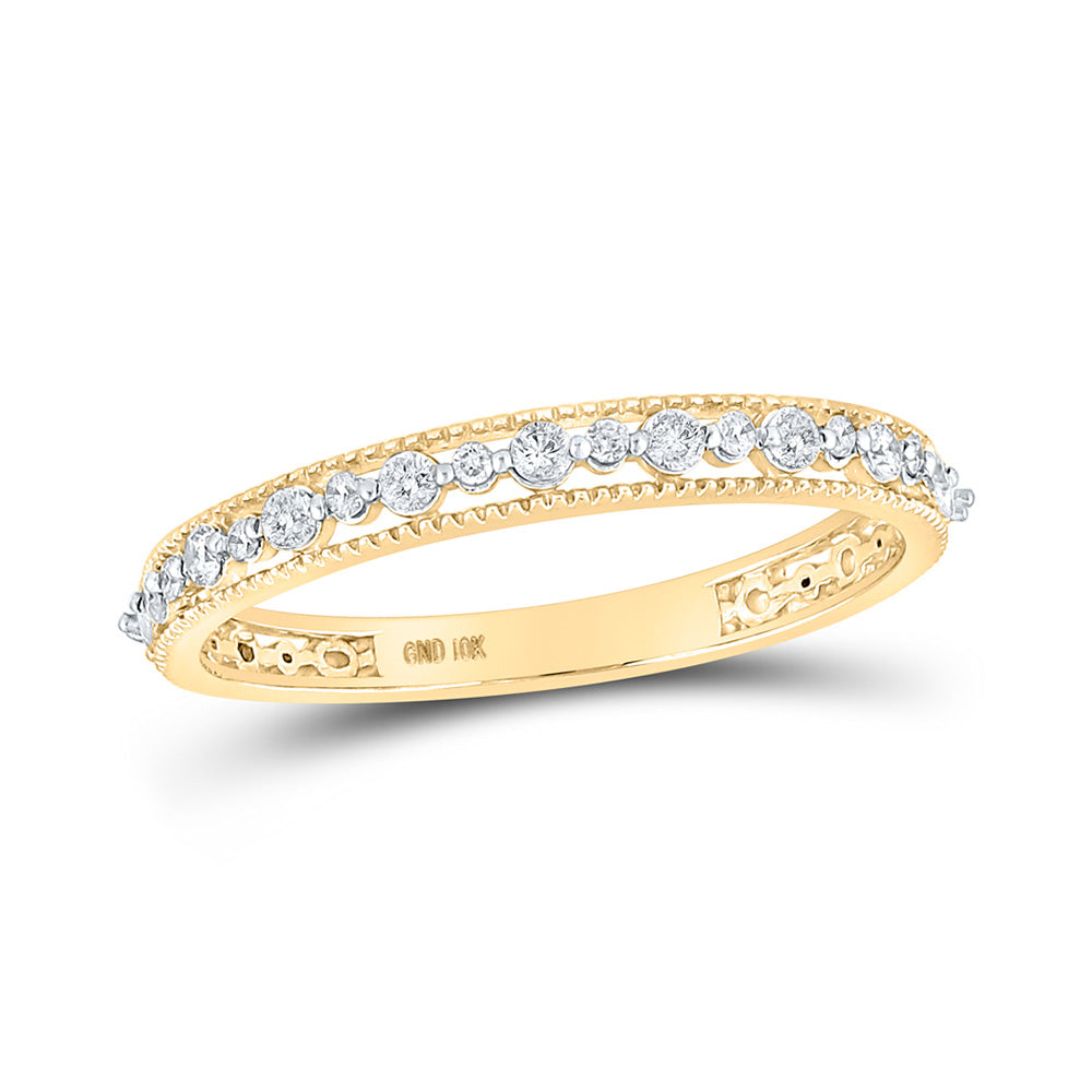 10kt Yellow Gold Womens Round Diamond Stackable Band Ring 1/6 Cttw