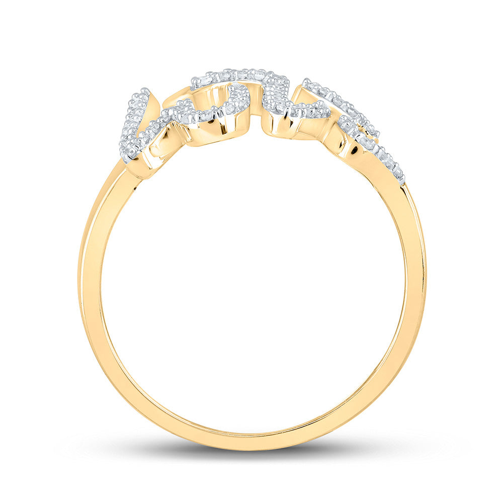 10kt Yellow Gold Womens Round Diamond Love Fashion Ring 1/5 Cttw