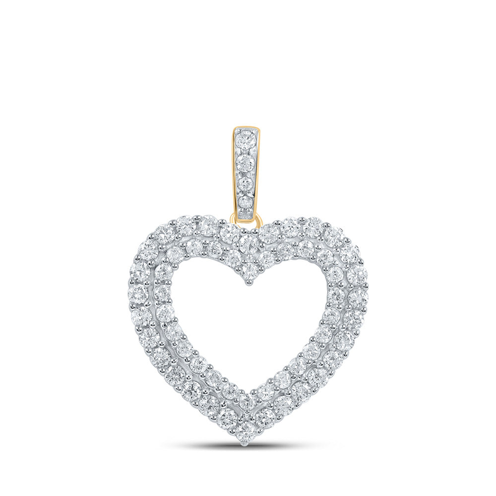 10kt Yellow Gold Womens Round Diamond Heart Pendant 5/8 Cttw