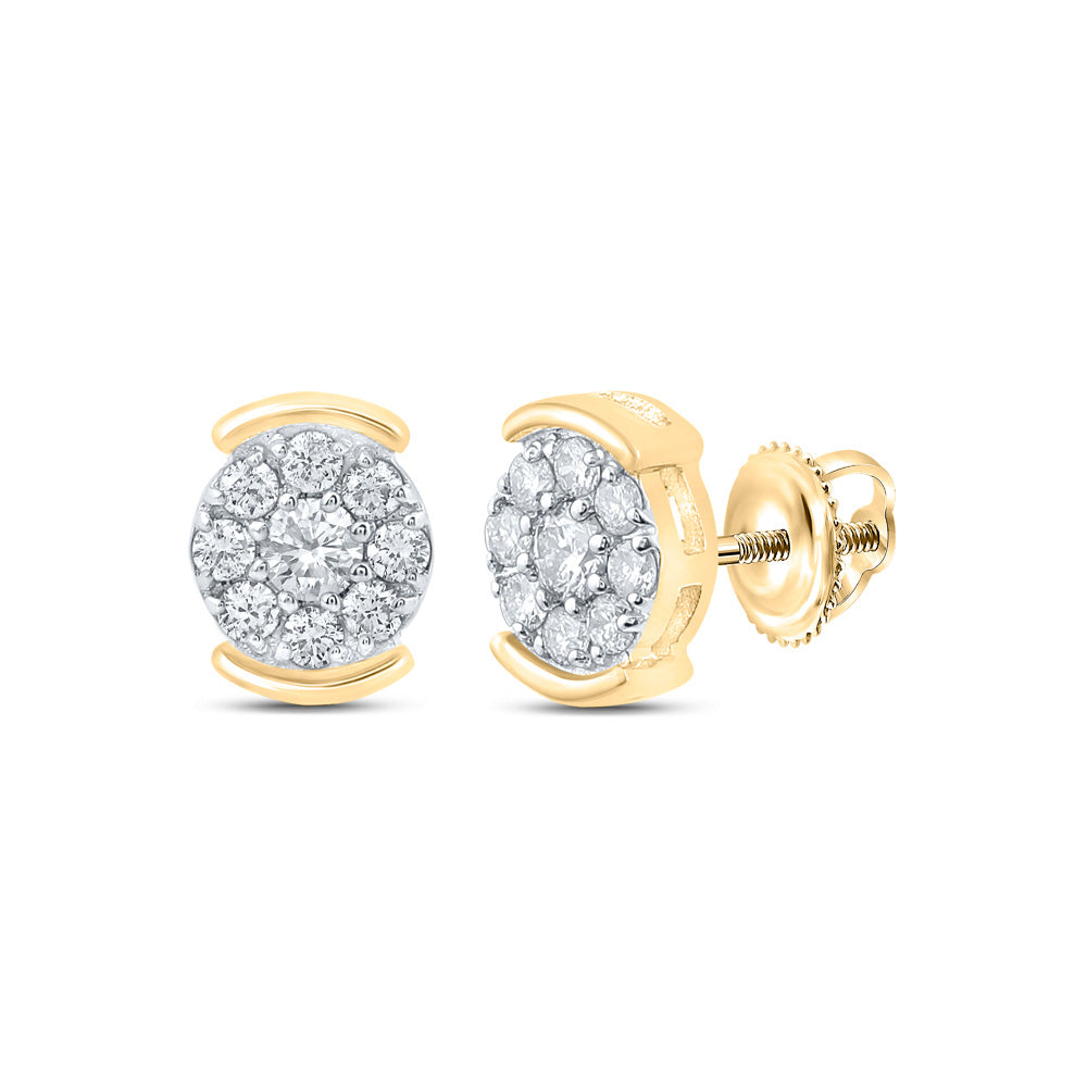 10kt Yellow Gold Womens Round Diamond Cluster Earrings 1/4 Cttw