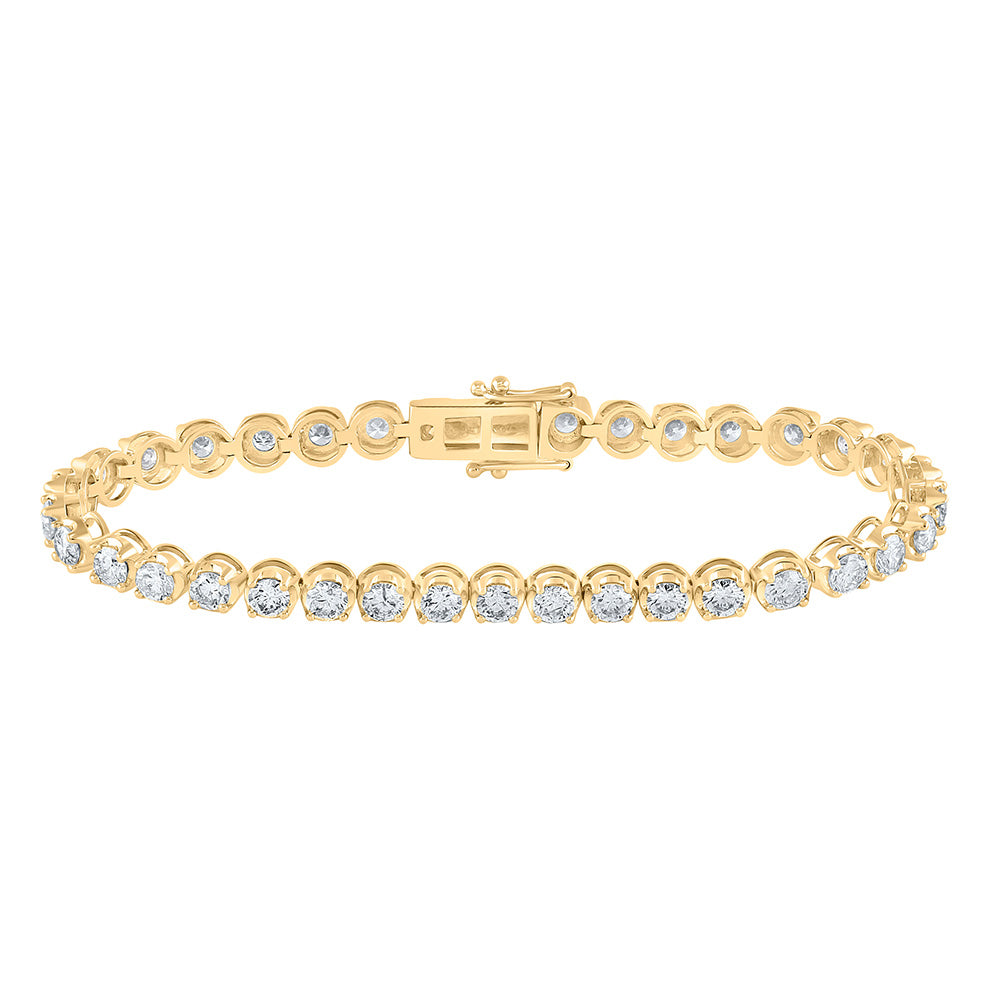 14kt Yellow Gold Womens Round Diamond Studded Tennis Bracelet 6 Cttw