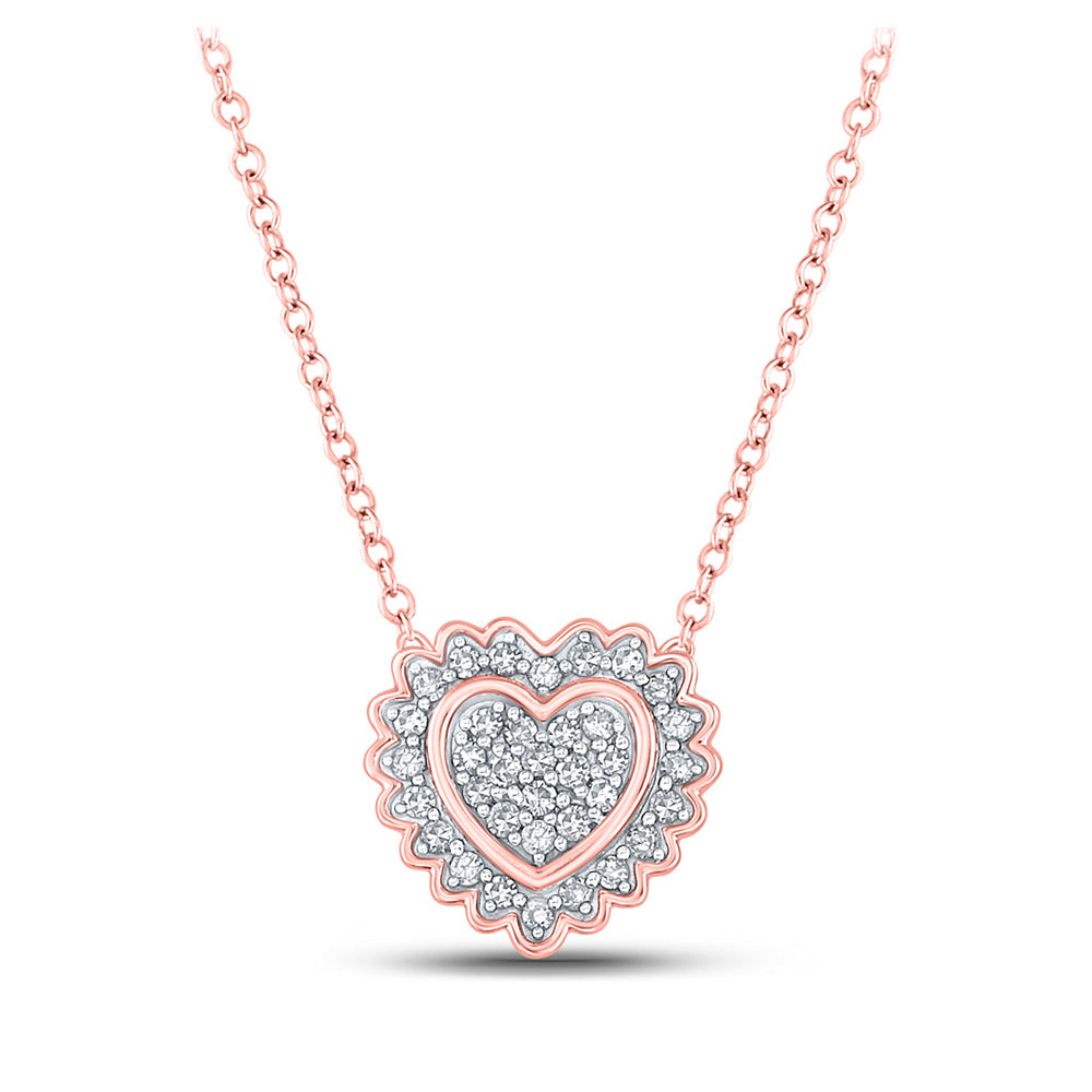 10kt Rose Gold Womens Round Diamond Heart Pendant 1/5 Cttw