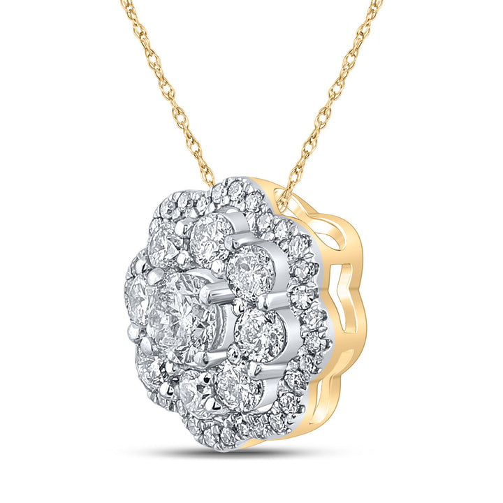 10kt Yellow Gold Womens Round Diamond Cluster Pendant 1/2 Cttw