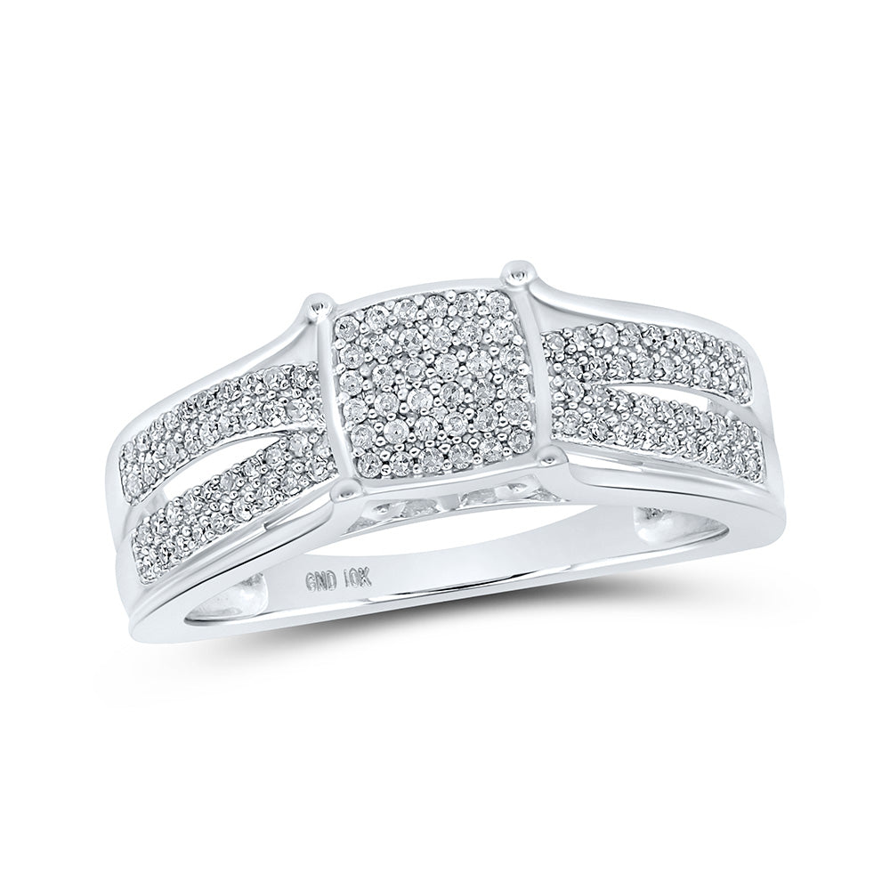 10kt White Gold Womens Round Diamond Square Ring 1/4 Cttw