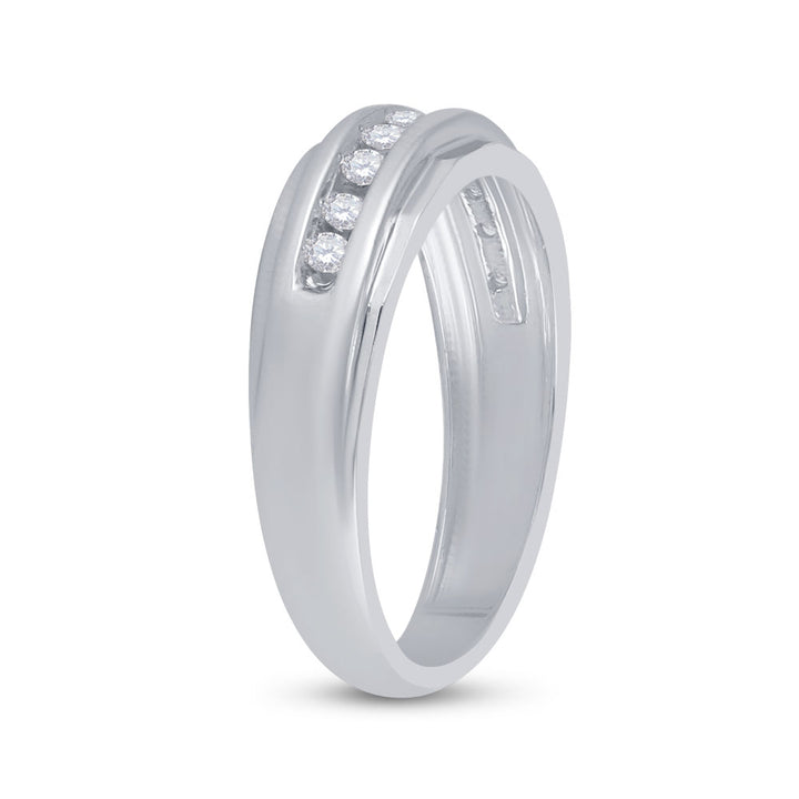 10kt White Gold Mens Round Diamond Wedding Band Ring 1/4 Cttw