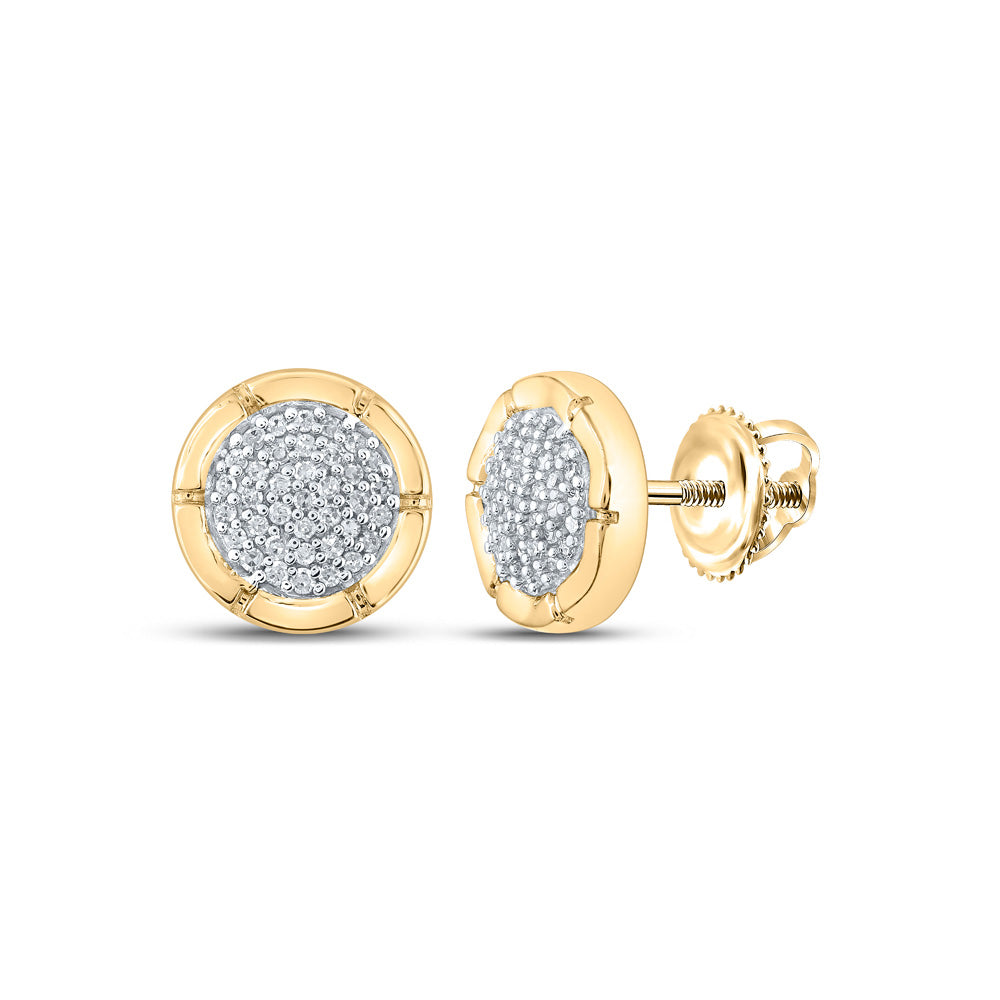 10kt Yellow Gold Womens Round Diamond Cluster Earrings 1/5 Cttw