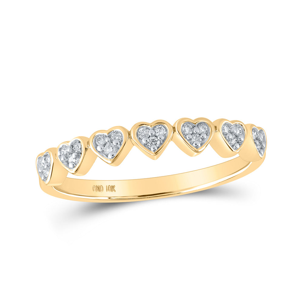 10kt Yellow Gold Womens Round Diamond Heart Ring 1/8 Cttw