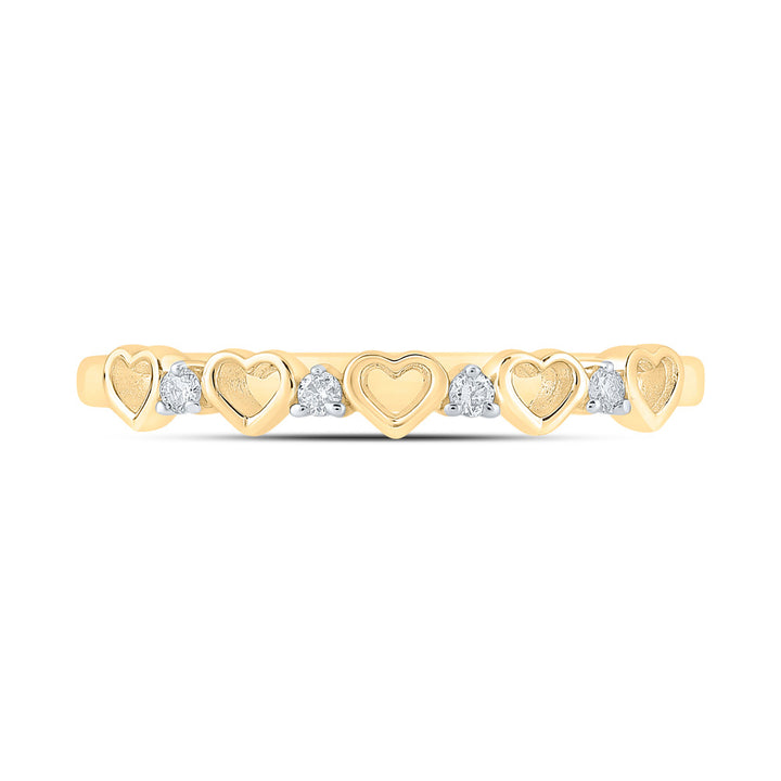 10kt Yellow Gold Womens Round Diamond Heart Ring 1/20 Cttw