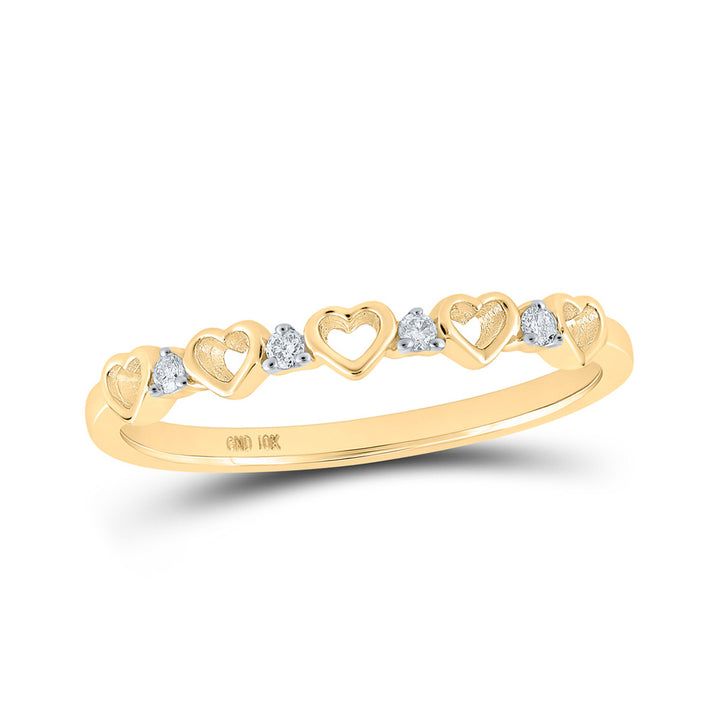 10kt Yellow Gold Womens Round Diamond Heart Ring 1/20 Cttw