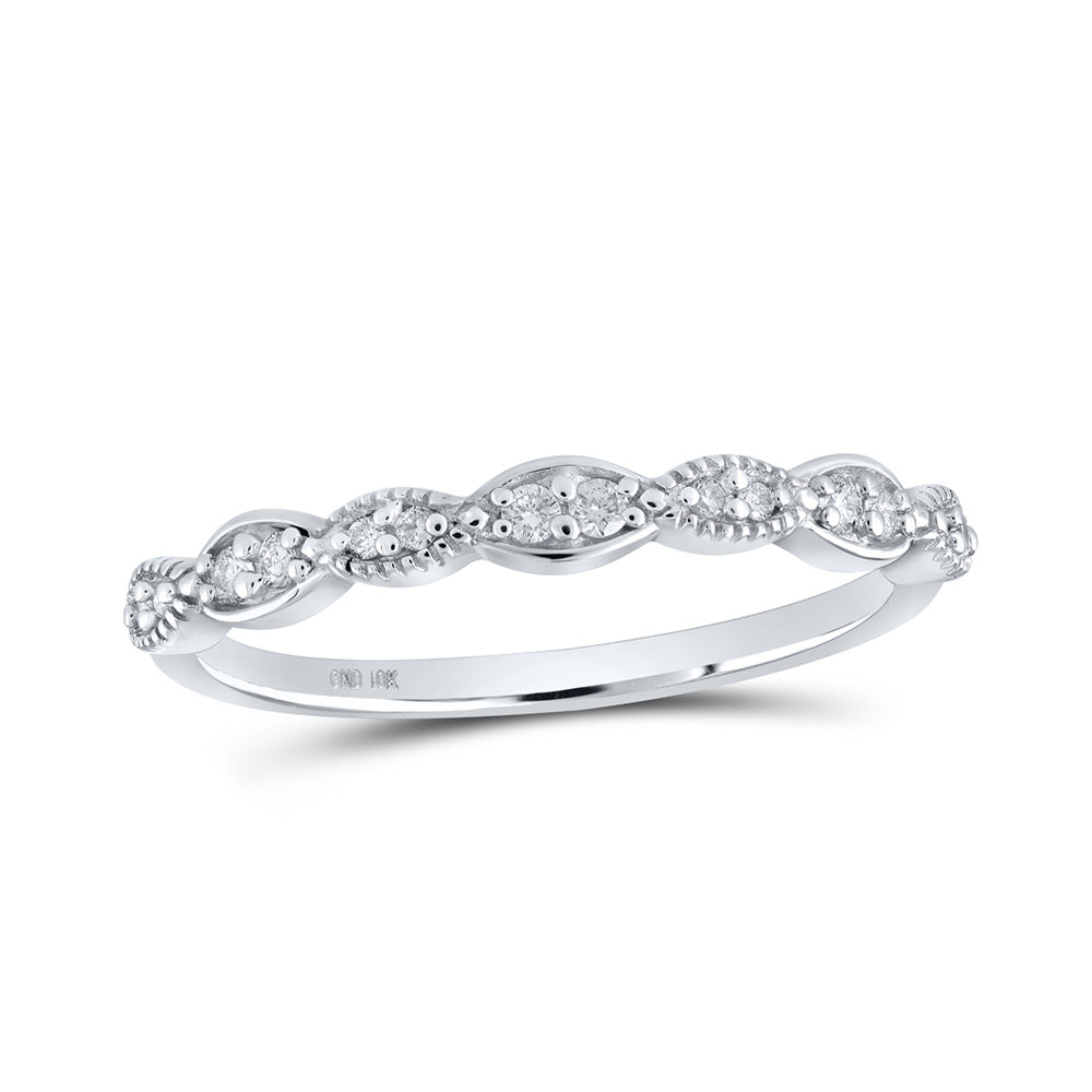 10kt White Gold Womens Round Diamond Stackable Band Ring 1/8 Cttw