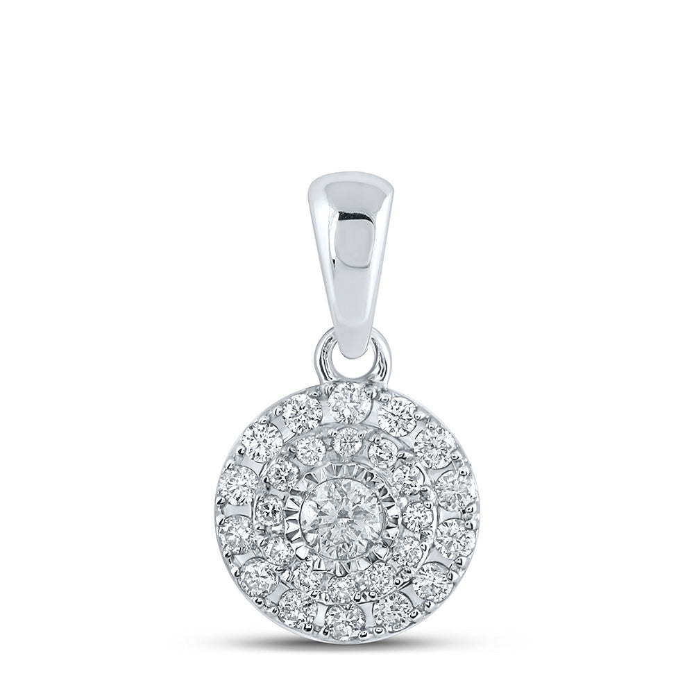 10kt White Gold Womens Round Diamond Cluster Pendant 1/4 Cttw