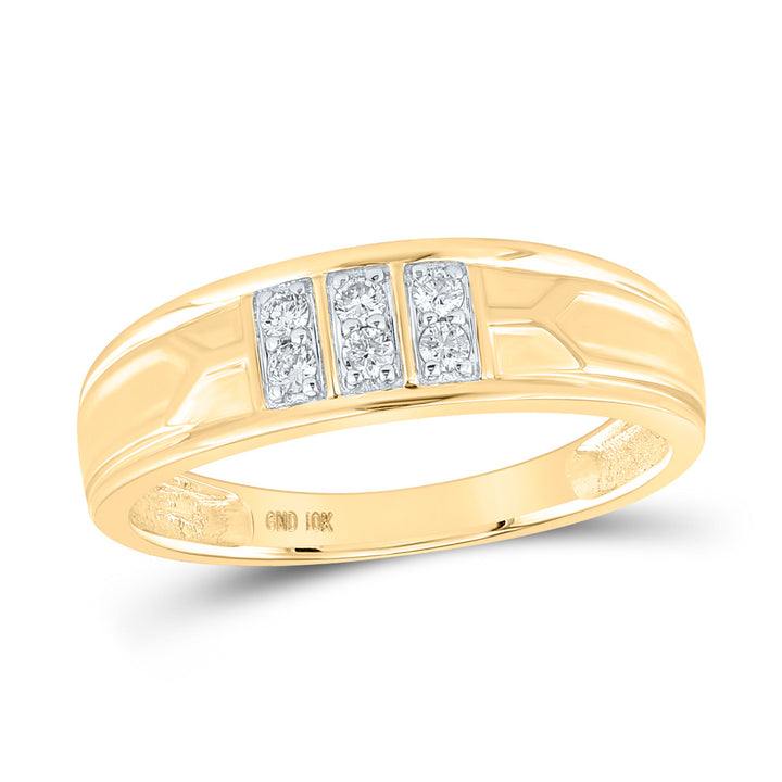 10kt Yellow Gold His Hers Round Diamond Square Matching Wedding Set 1/2 Cttw