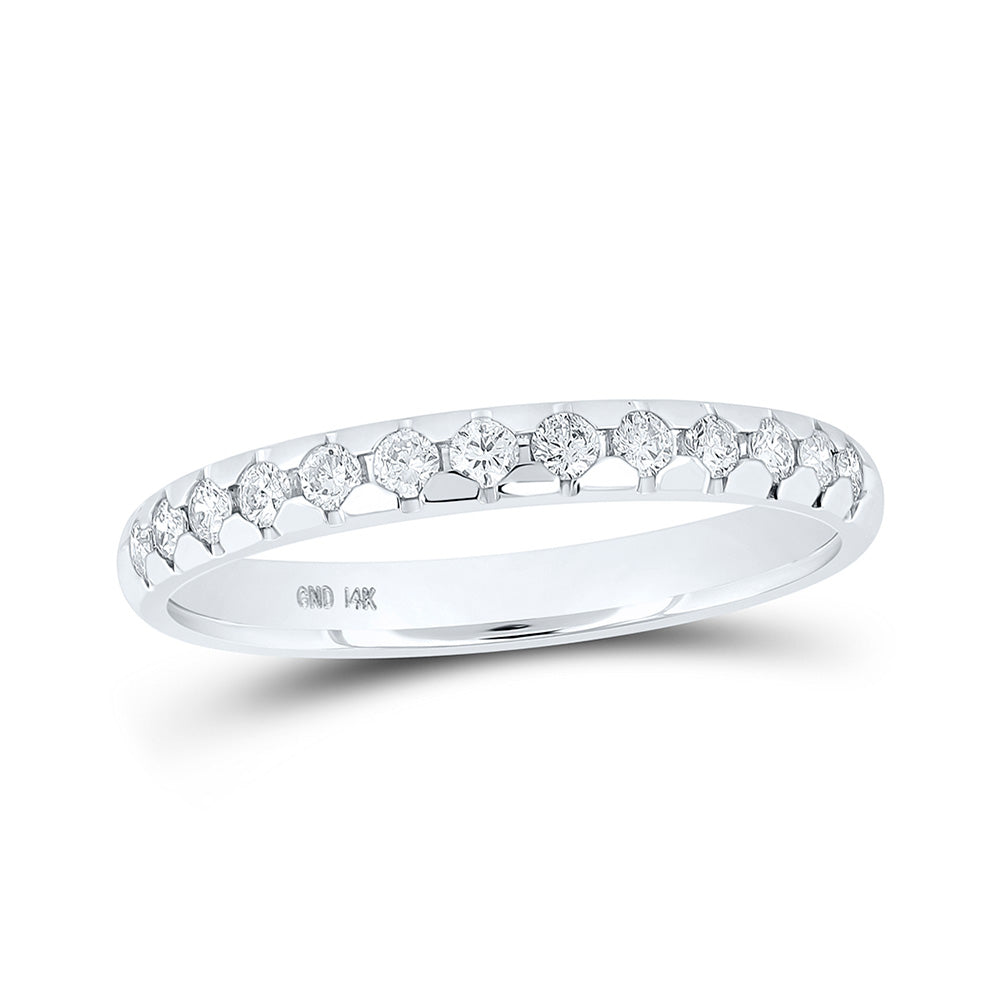 14kt White Gold Womens Round Diamond Single Row Band Ring 1/4 Cttw