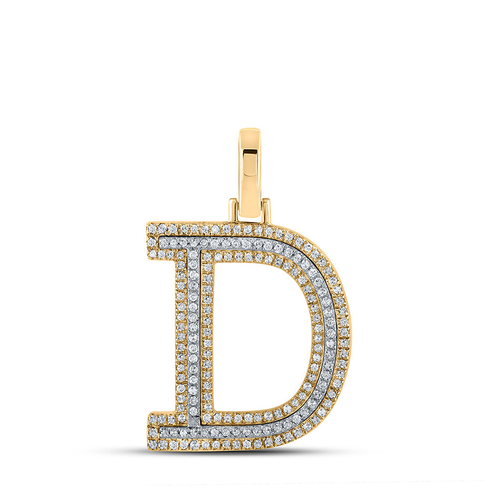 10kt Two-tone Gold Womens Round Diamond D Initial Letter Pendant 1/2 Cttw