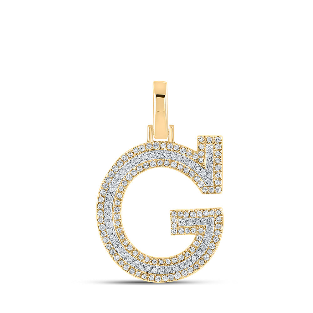 10kt Two-tone Gold Womens Round Diamond G Initial Letter Pendant 3/8 Cttw