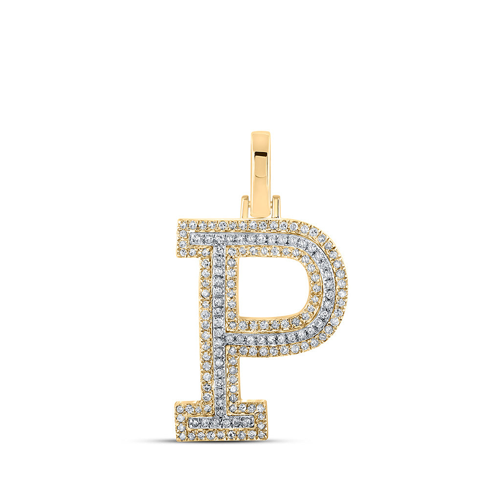 10kt Two-tone Gold Womens Round Diamond P Initial Letter Pendant 3/8 Cttw