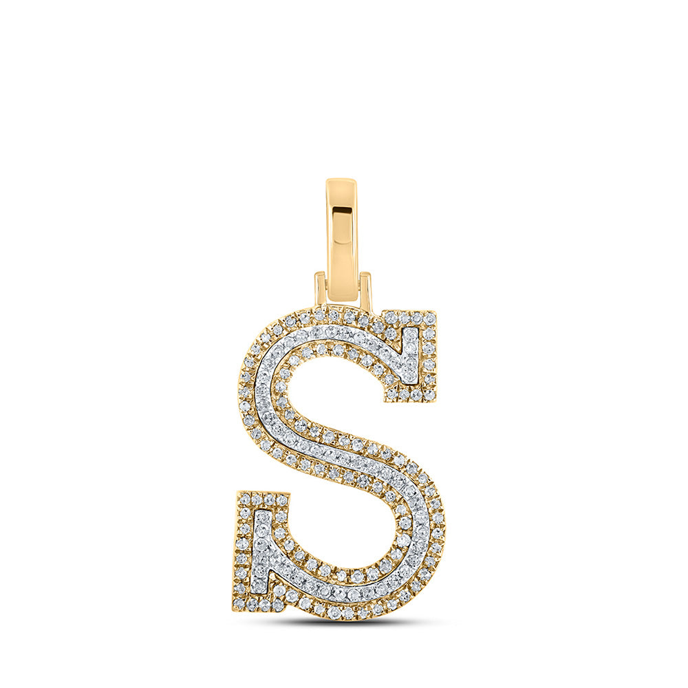 10kt Two-tone Gold Womens Round Diamond S Initial Letter Pendant 3/8 Cttw